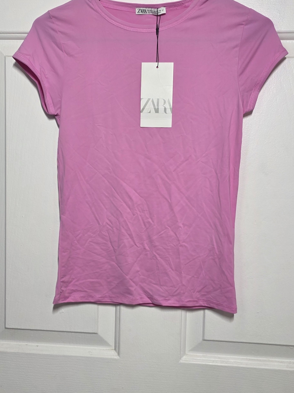 ZARA Crewneck T-SHIRT TOP Pink - Picture 5 of 9